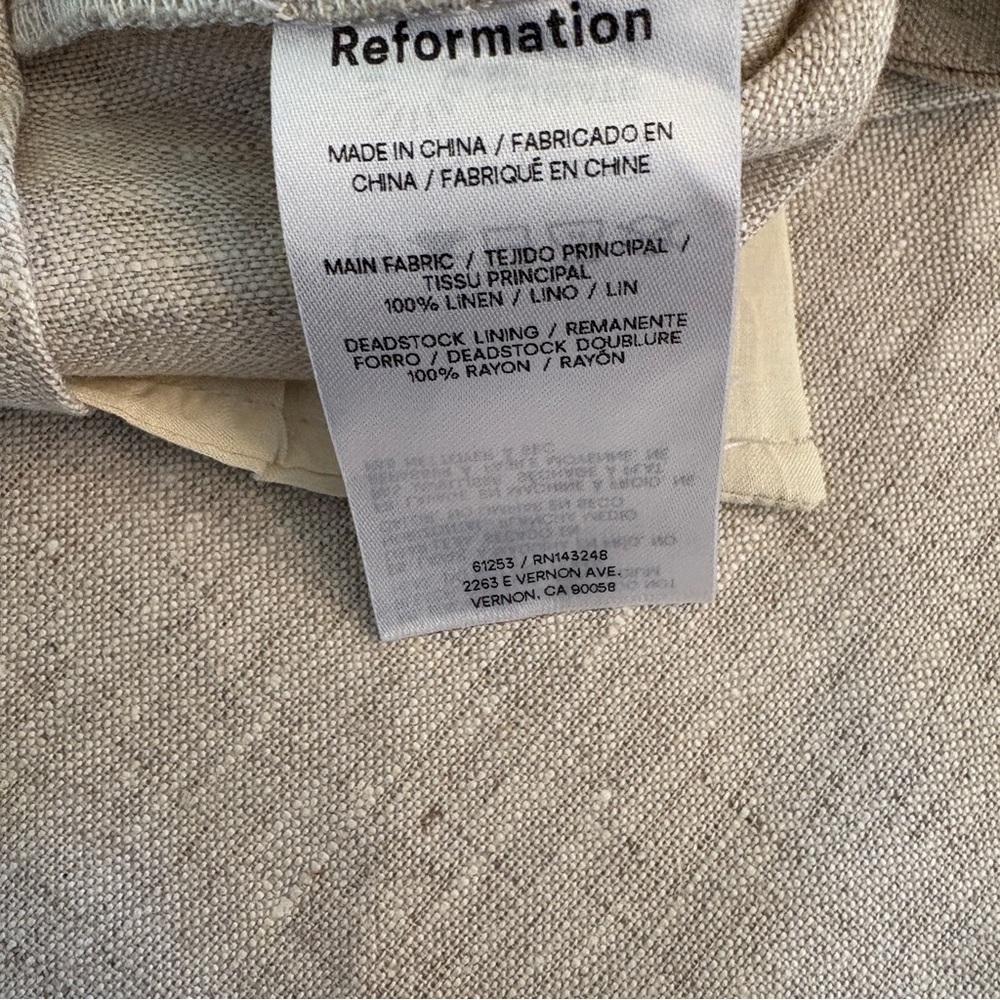 Reformation Linen Pants Vida Low Rise Oatmeal 2 - Picture 11 of 16